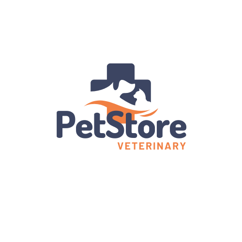 Logo Samples PetStore Veterinary logo with dog and cat silhouettes and medical cross