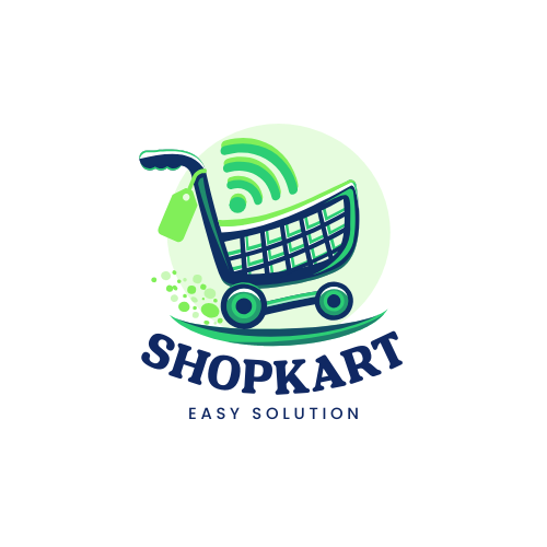 Logo Samples Shopkart logo featuring a smart shopping cart with wireless signal icon